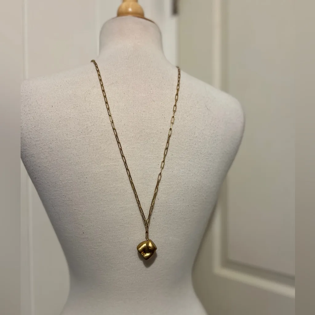 ZARA Gold Body Sculpture Abstract Art Artistic Long Chain Necklace Buttock Butt - Image 3