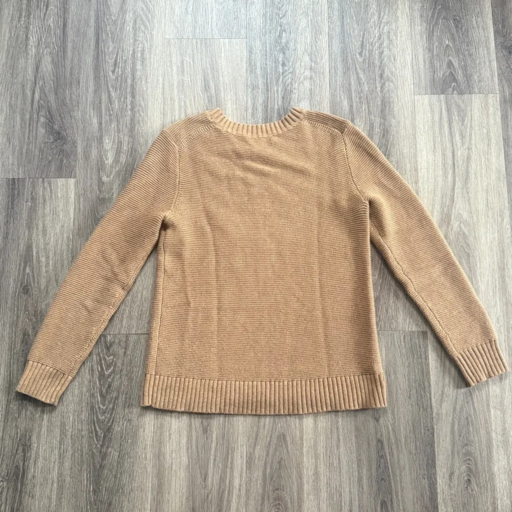J. Crew Camel Crew Neck Sweater Tan Women’s Ribbed Casual Top - Image 2