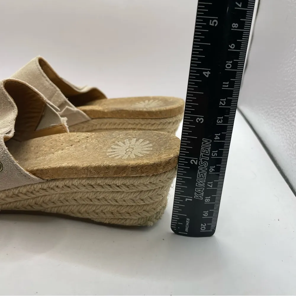 UGG Women's Danes Suede Fringe Wedge Beige Suede Fringe Wedges size 6 F10 - Image 6