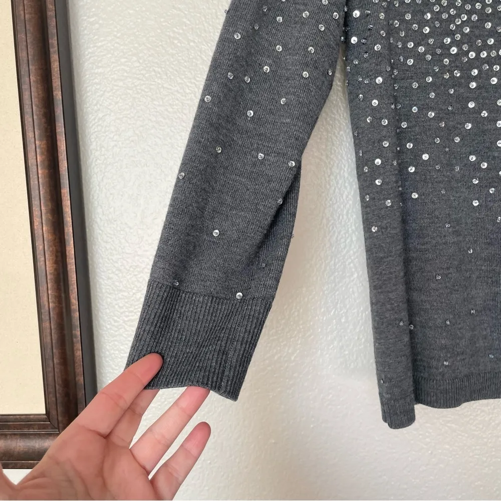 Kate Spade Midnight Gray Sparkle Embellished Cropped Cardigan Sweater Size XS - Image 5