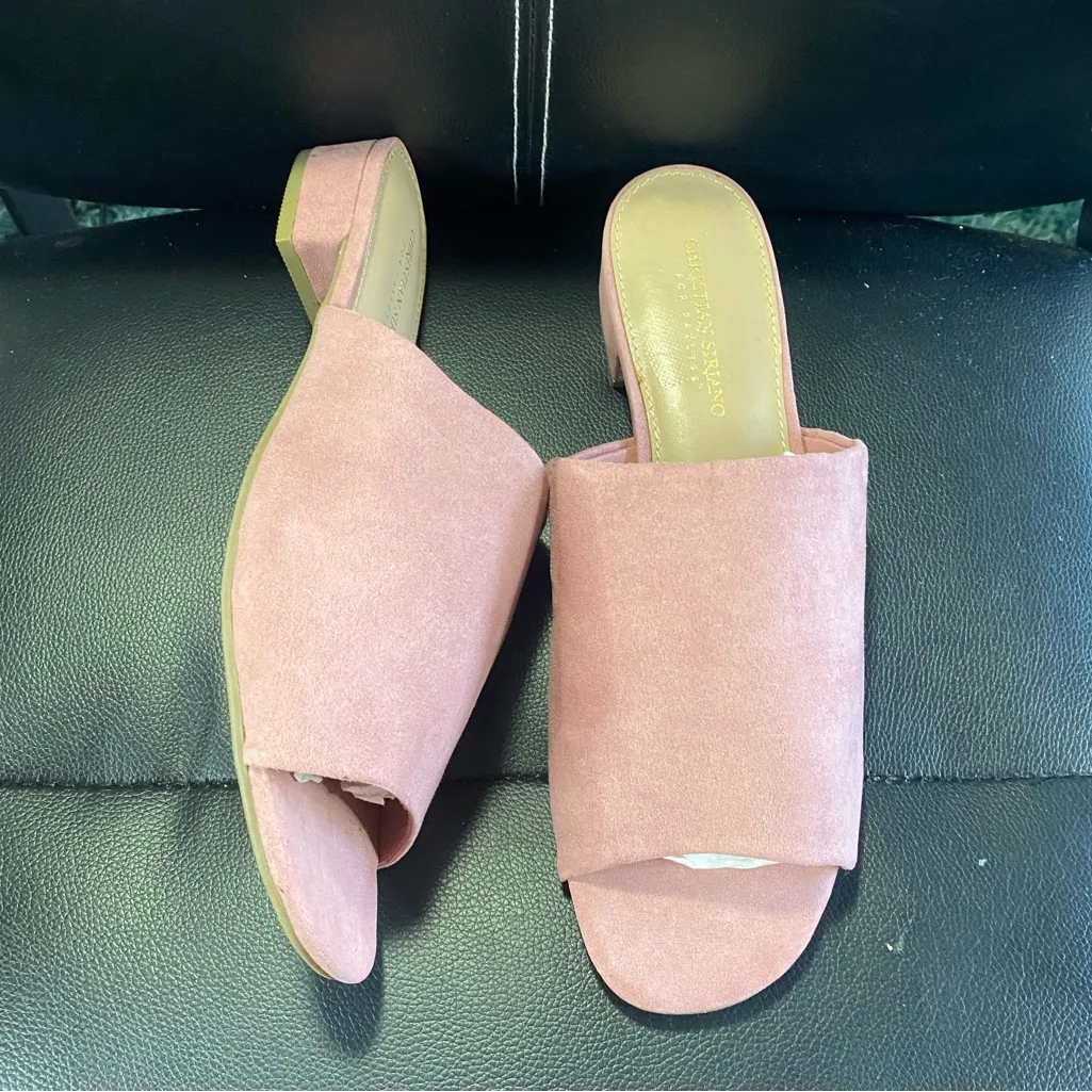 🎉NEW Christian Siriano for Payless Slide On Heel Suede Sandals Blush Size 11 - Image 2