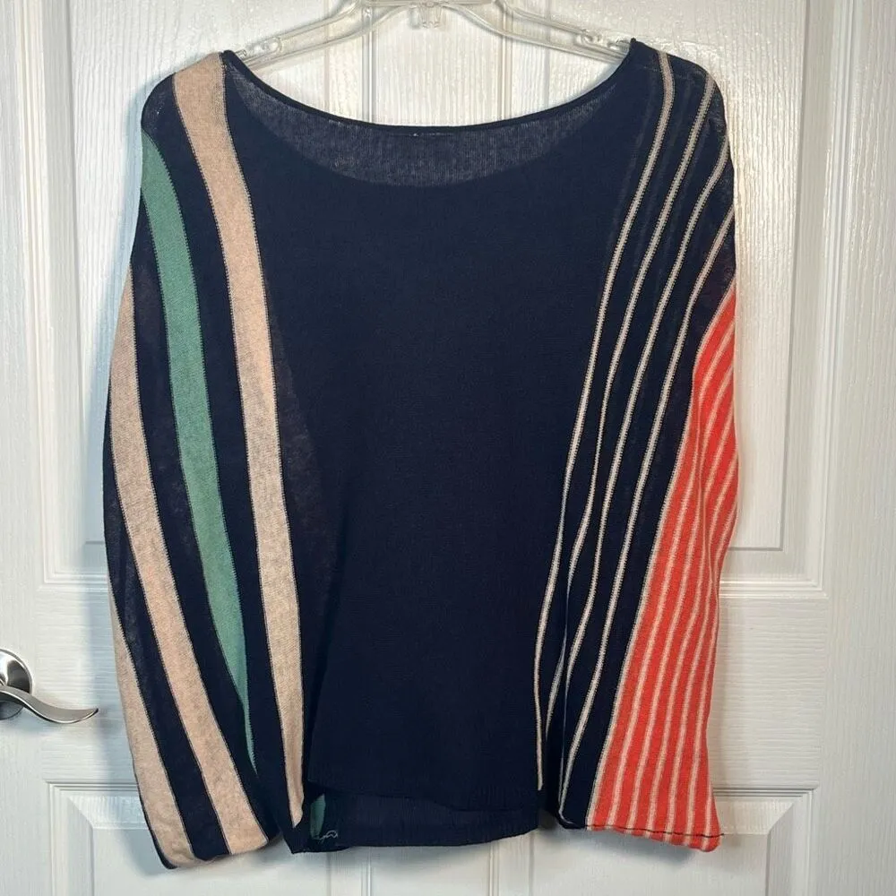 Moth by Anthropologie Sz S Linen Blend Poncho Sweater Multicolored Stripes - Image 8