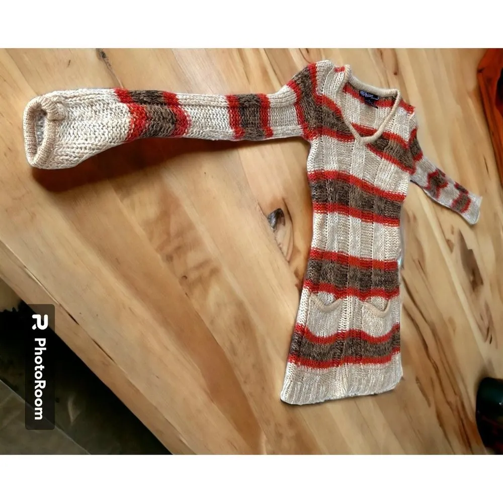 striped sweater dress Sz M Artsy Festive Fall… - Image 4