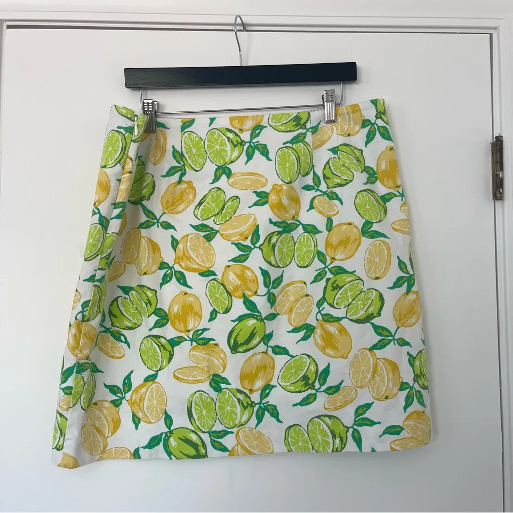 Talbots Classic Cotton A-Line Skirt - Lemon & Lime Print Women's‎ Size 16 - Image 5