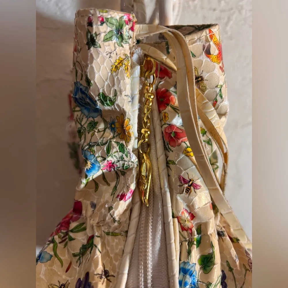 Floral Cream White Shoulder Bag Y2K braided handles vintage summer cottagecore - Image 11