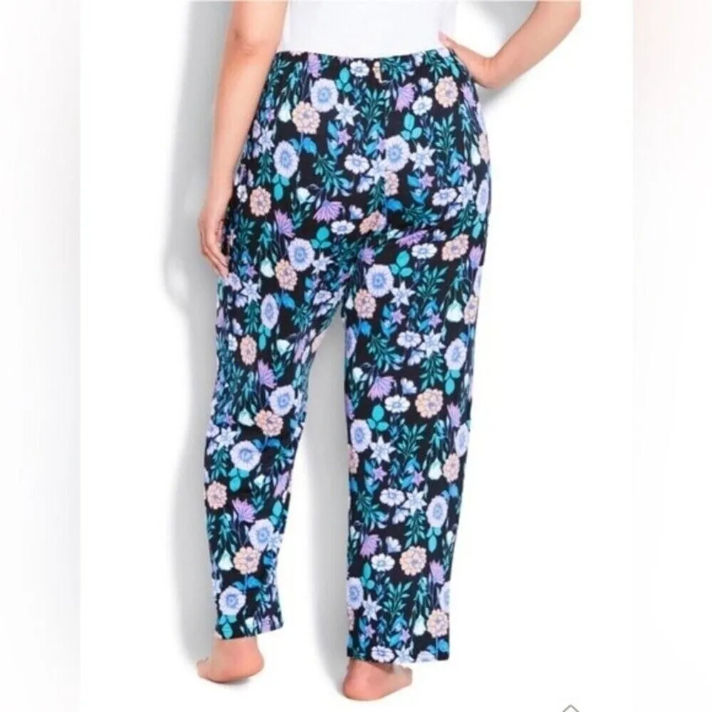 Print Sleep Bottoms women pajama pant blue floral casual plus 22/24. - Image 3
