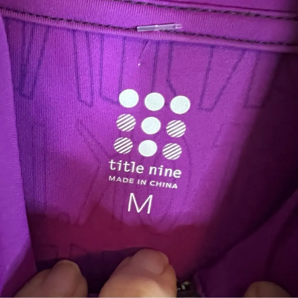 Title‎ Nine Paradigm 1/4 Zip Long Sleeve Pullover Top Purple Med Graphic Writing - Image 7