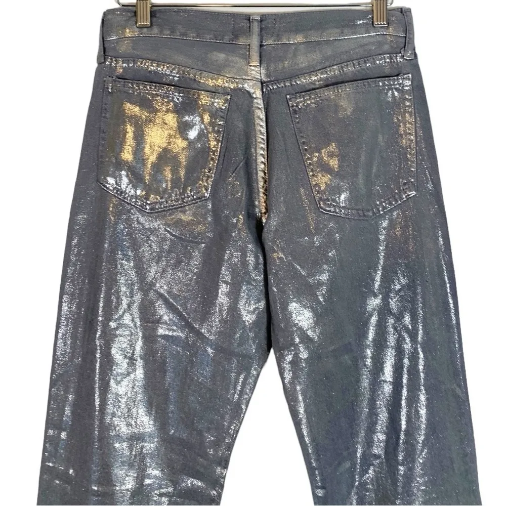 NEW Zara Metallic Straight Leg Jeans Size 4 - Image 10