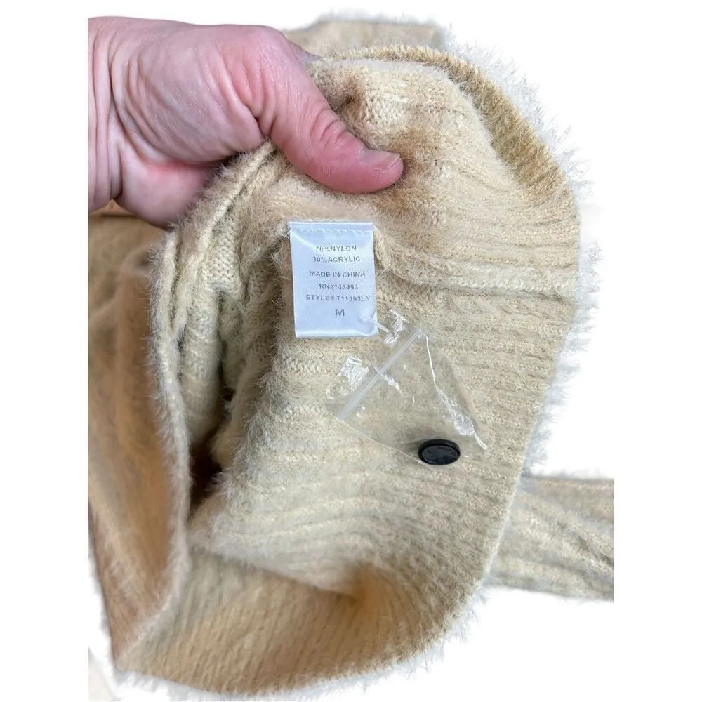 Windsor size medium yellow fluffy cardigan v neck front sweater NWT - Image 5