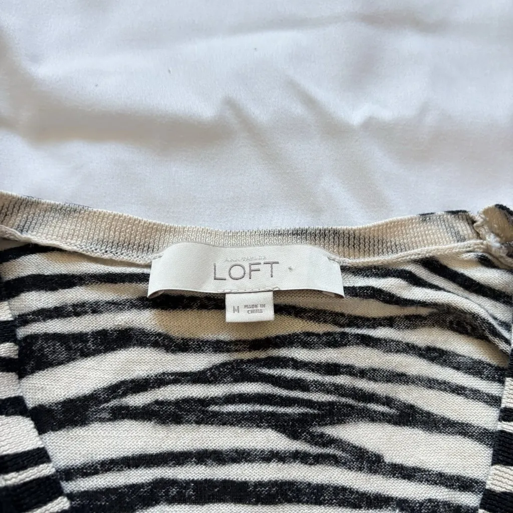 Vintage 90s Y2K Lightweight Cardigan Sweater Womens Size Medium Zebra Print - Image 3