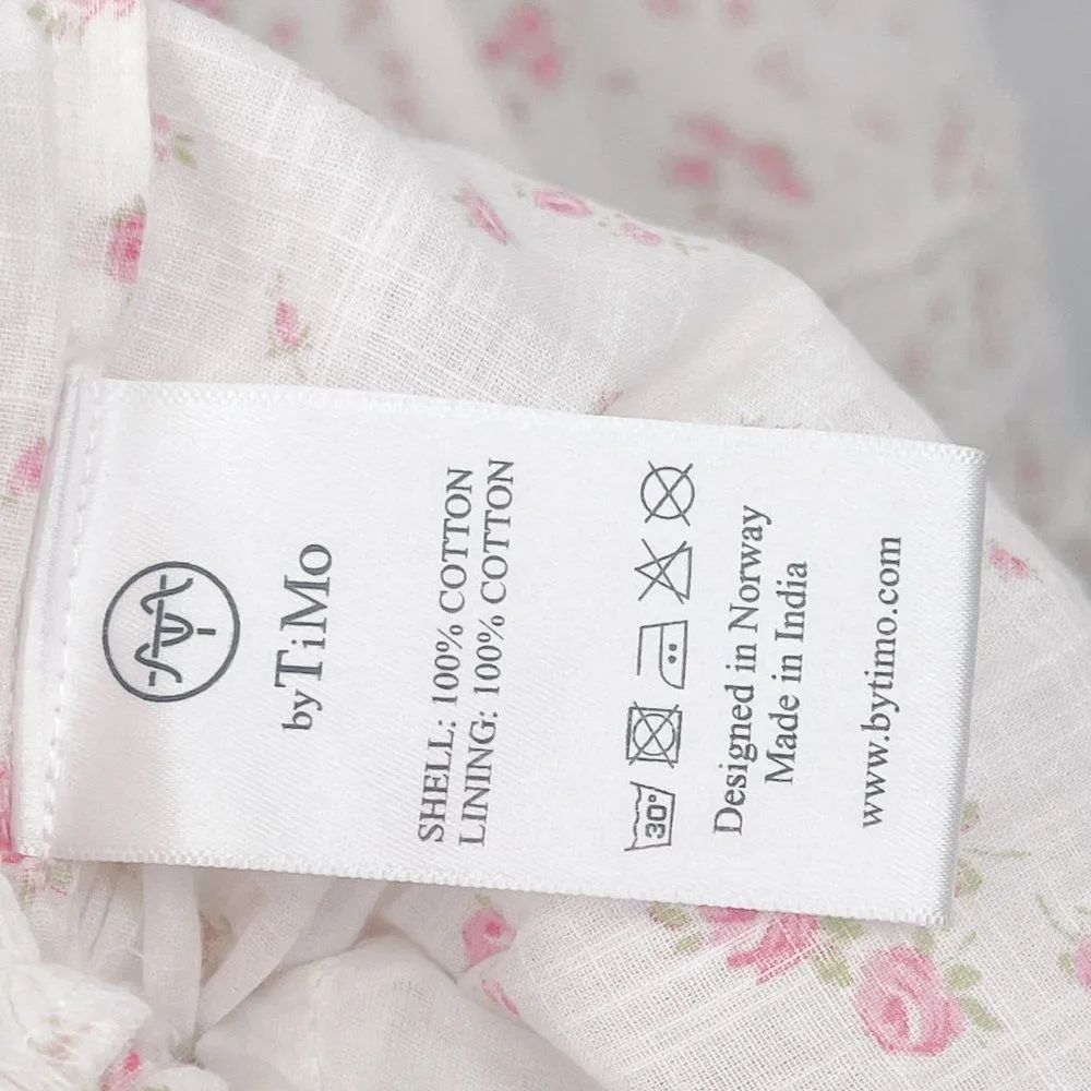 byTiMO Cotton Slub Midi Dress Floral Print Lace Button Down Cottagecore Small - Image 86