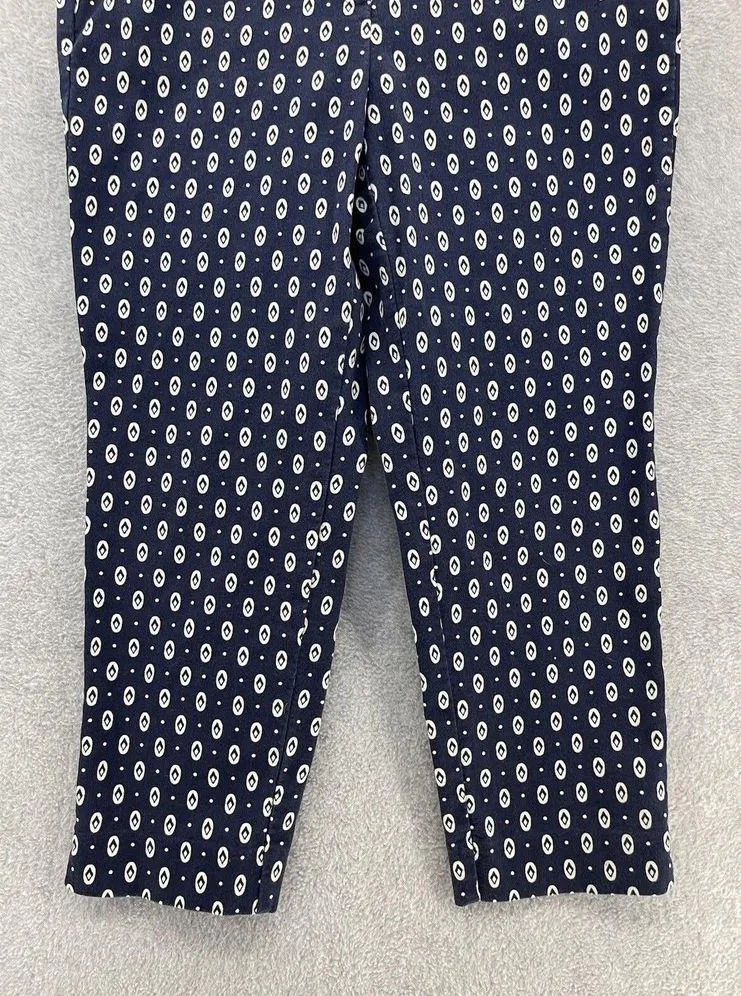 LOFT Ann Taylor Women's Marisa Pants Blue Printed Size 10 Petite Cotton Ankle - Image 11