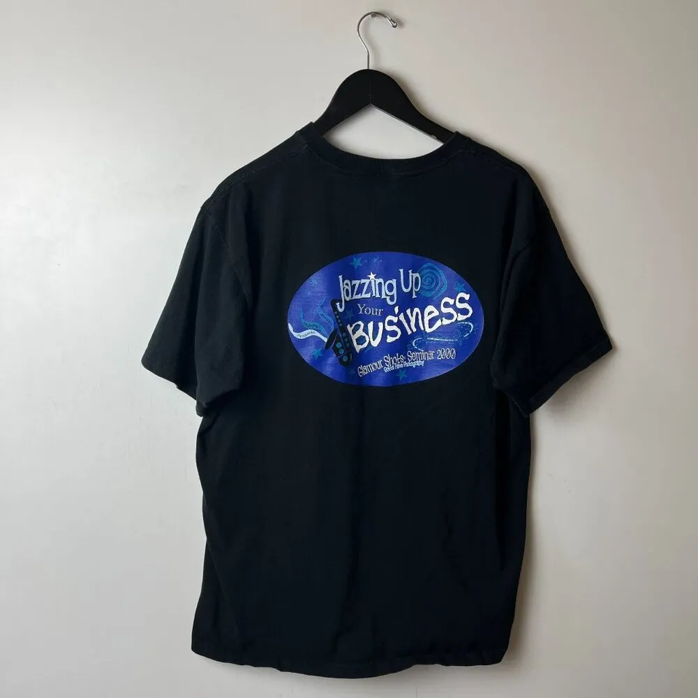 Jazzing Up Your Business T Shirt Vintage 90s Black Large L Graphic Tee Solid - Image 14
