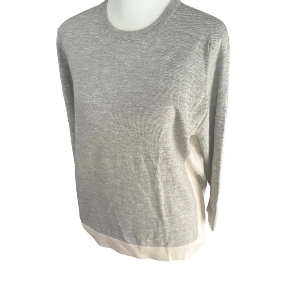 Maus & Hoffman Gray Cream Cashmere Silk 3/4 Sleeve Sweater Top L Size L - Image 5