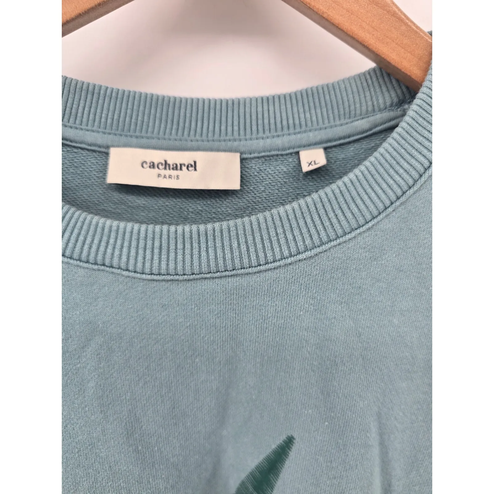 Cacharel Paris Bird Graphic Crewneck Sweatshirt Green XL Cotton - Image 3