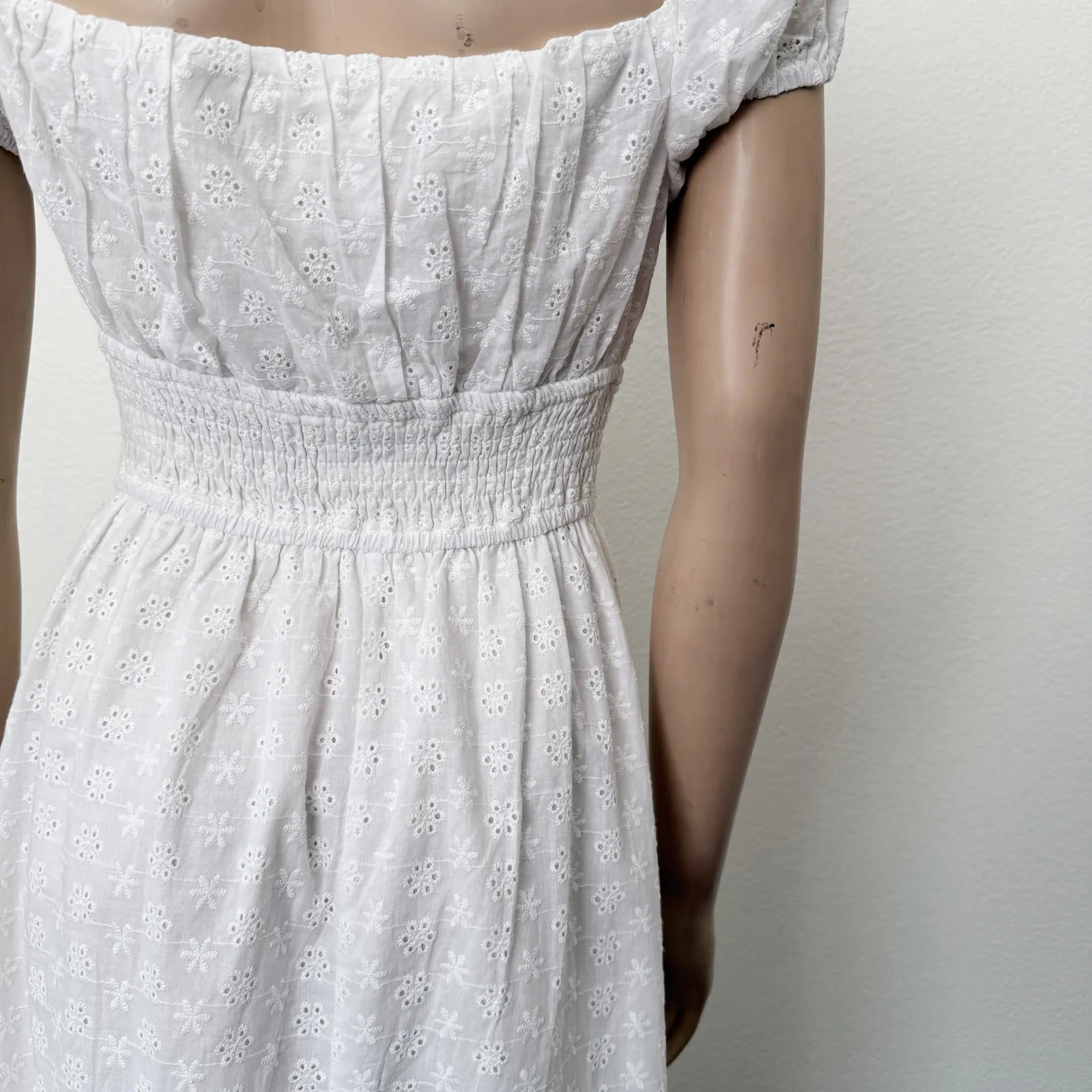 [Billy J] Tania White Eyelet Lace Puff Sleeve Square Neck Midi Dress NWT Size 16 - Image 7