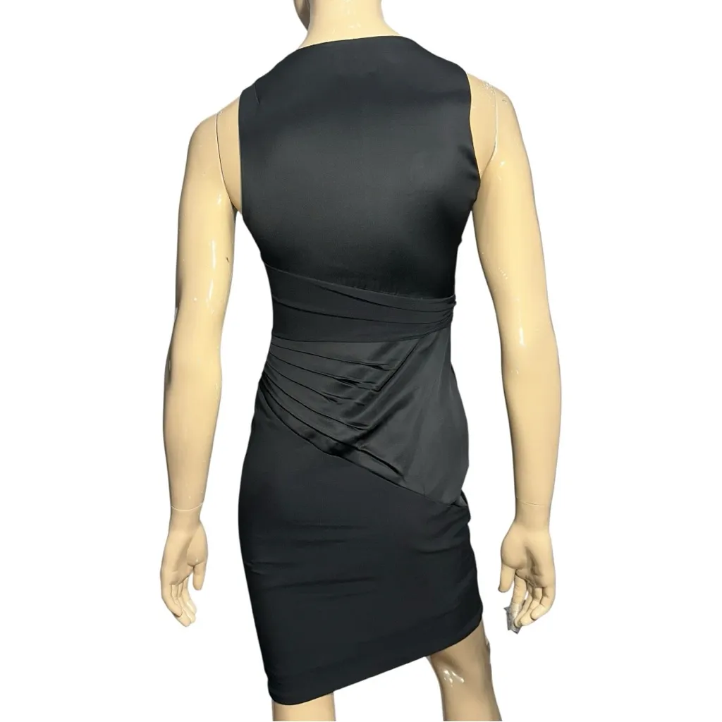 Reiss Women’s Size 4 Black Satin Sleeveless Asymmetrical Sheath Dress - Image 5