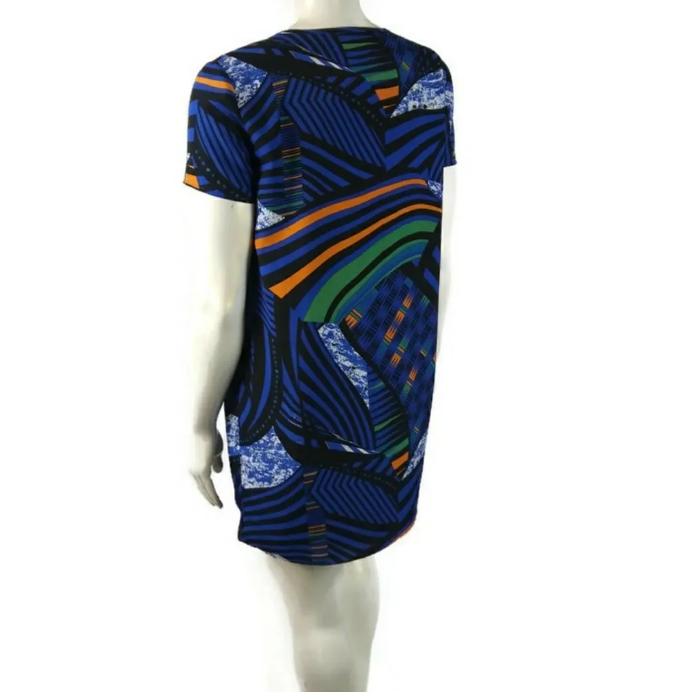 TILDON women’s XS Blue Abstract Geo Print Short Sleeve Dress Size L - Image 4