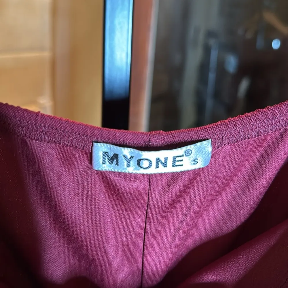 Myone Square Neck Mesh Long Sleeve Ruched Bodycon Cocktail Mini Dress Size Small Red - Image 10