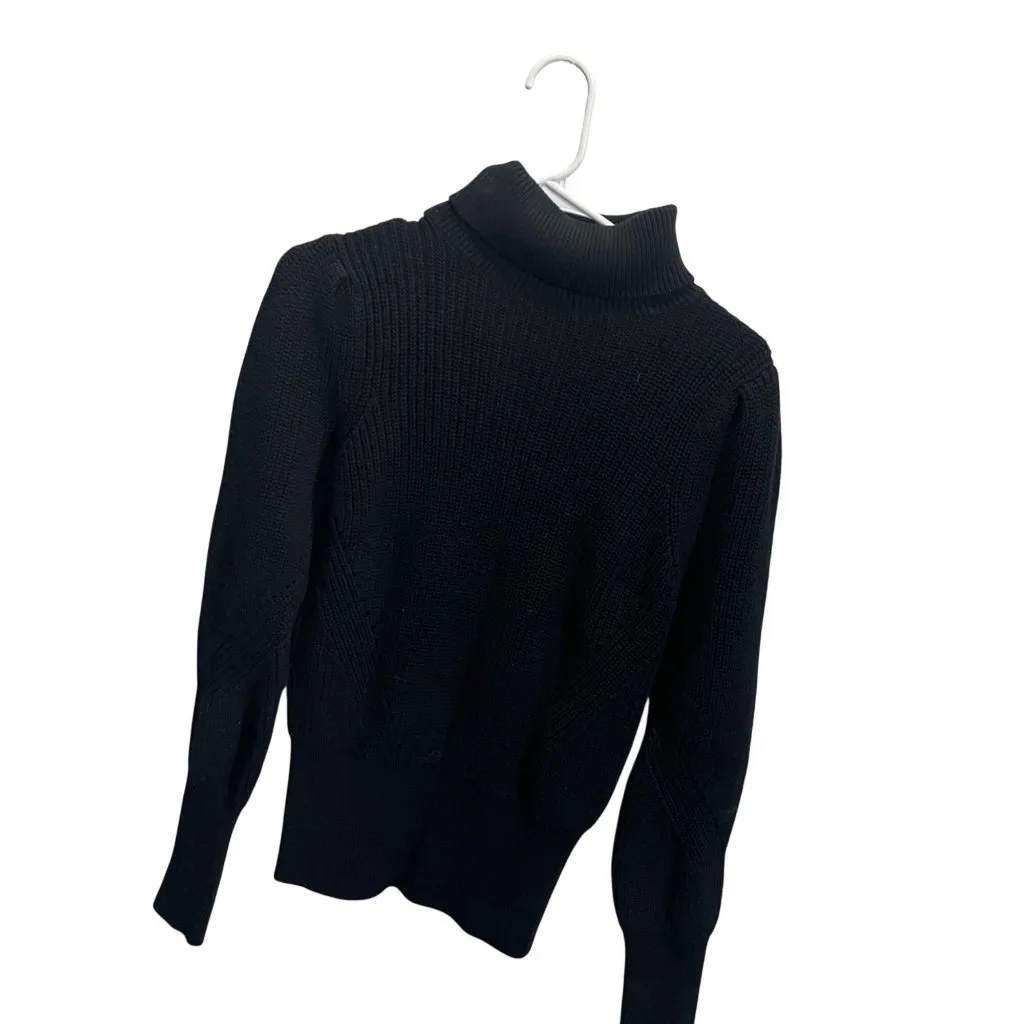 Frame Black Ribbed Knit Turtleneck Sweater Womens XS Classic Fit - Image 2