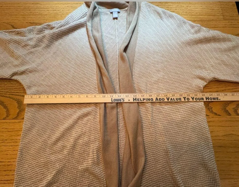 Chicos Size XL Beige Tan/White Striped Short Sleeve Open‎ Cardigan Sweater - Image 3