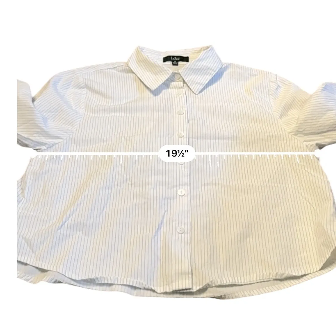 Lulus  White Pinstripe Cropped Button Up Shirt Women's Size Medium - Image 6