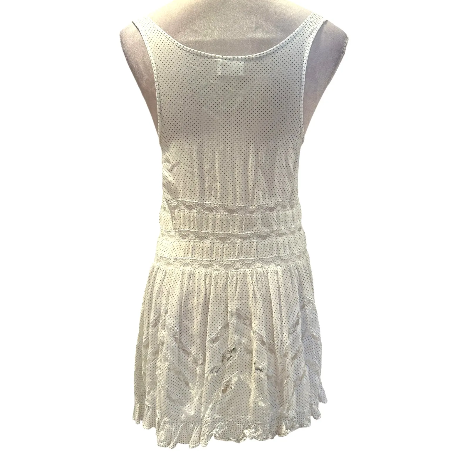 Free People Voile Lace Trapeze Slip Dress White Black Polka Dots XS Sleeveless - Image 5