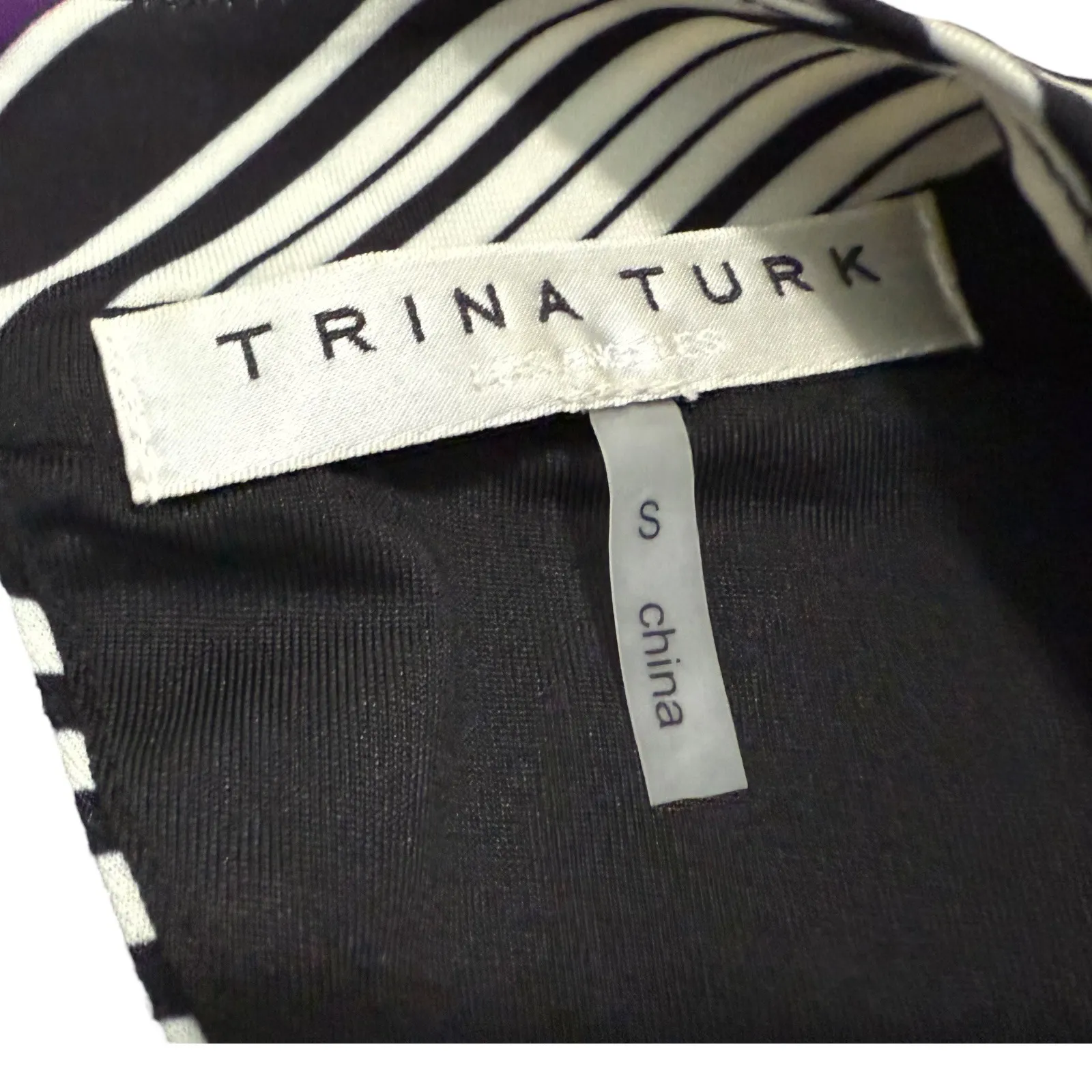 Trina‎ Turk Merry Striped Shift Dress Retro Mod GoGo 60s Disco 3/4 Sleeve Size S - Image 5