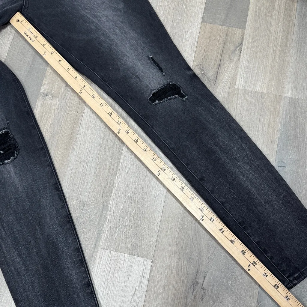 Express High Waisted Ripped Skinny Jeans Black Size 10 Long - Image 13