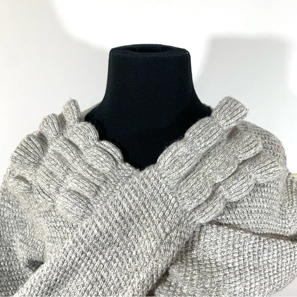Club Monaco Gray Wool & Alpaca Blend Quilted Sleeve Cuff Knit Sweater - Image 5