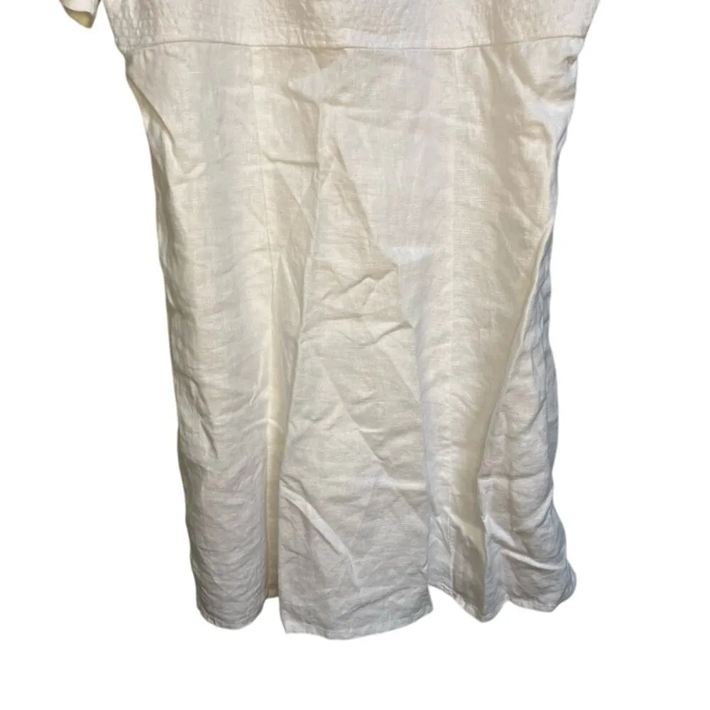 Madewell Linen Square Neck Short Sleeve Mini SZ 8 Little White Dress Bride Smock - Image 5