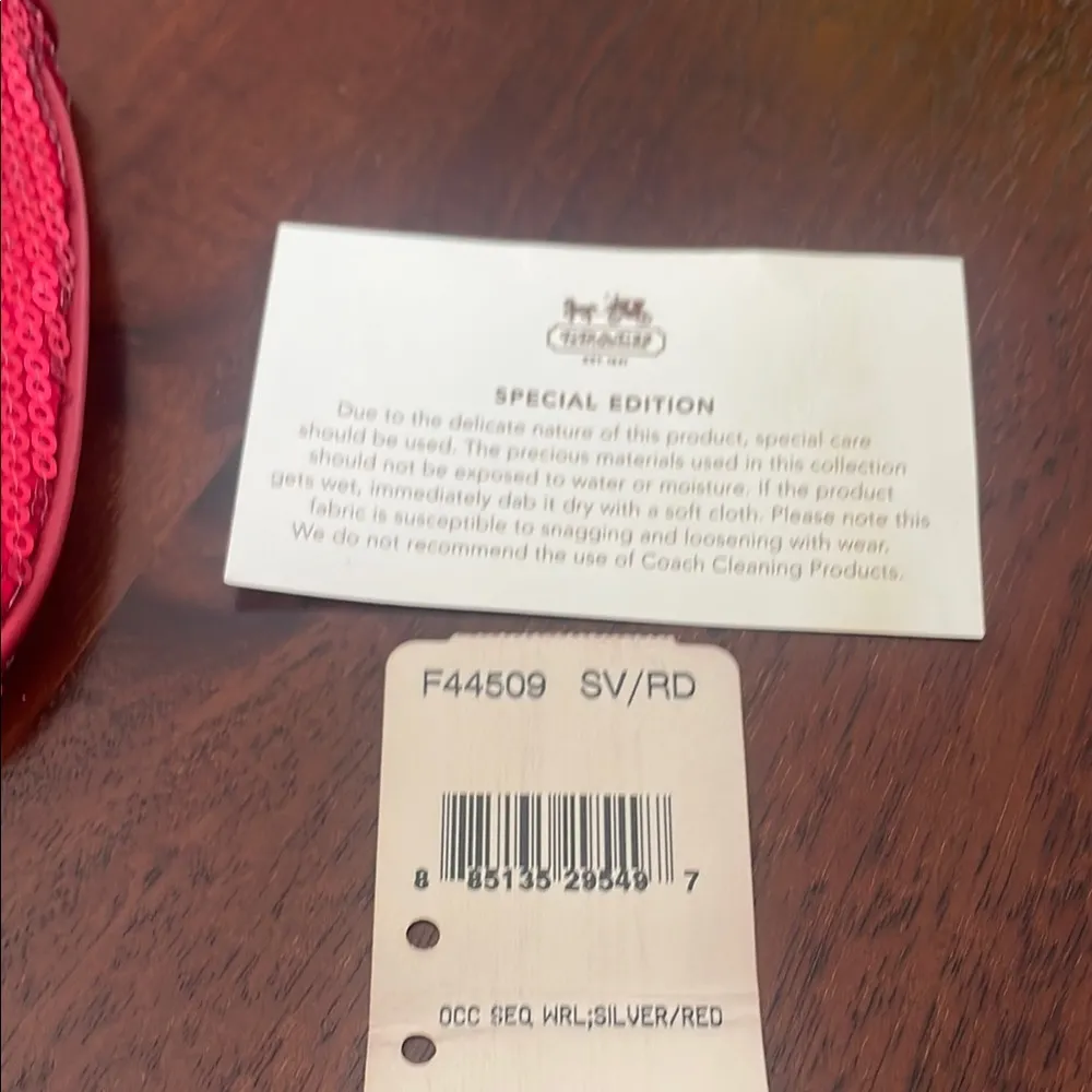 Coach wristlet Red Sequin Silver universal pouch Bag New - Image 2