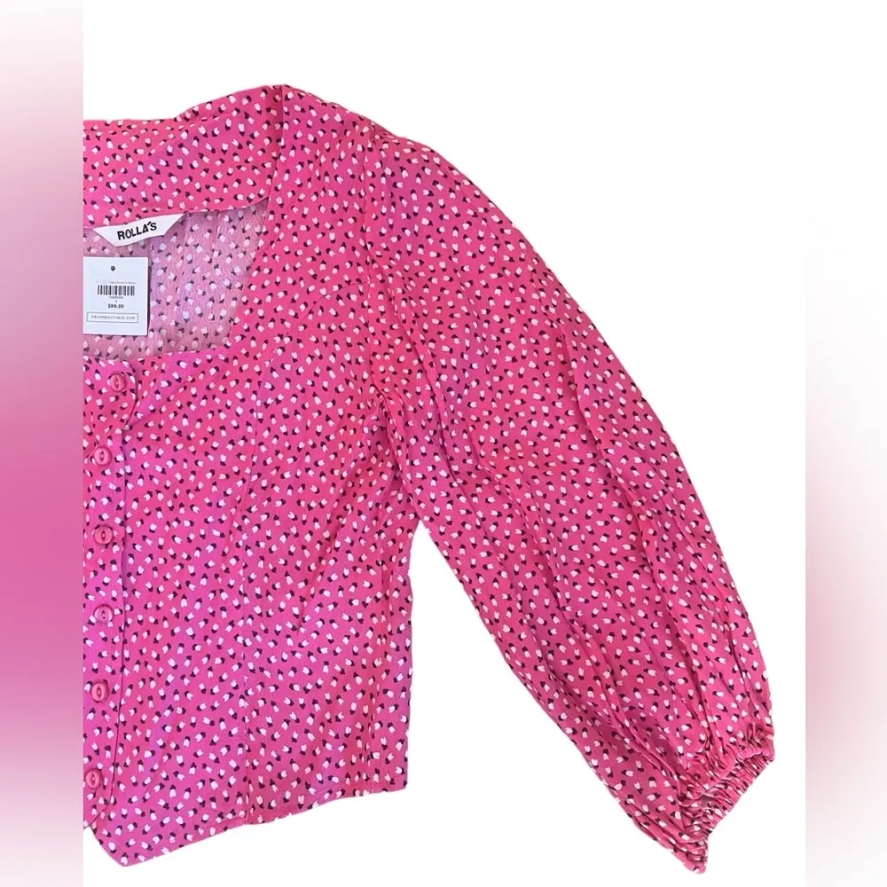 ROLLA’S‎ Roxanne Mini Tulips Blouse in Hot Pink - Image 5
