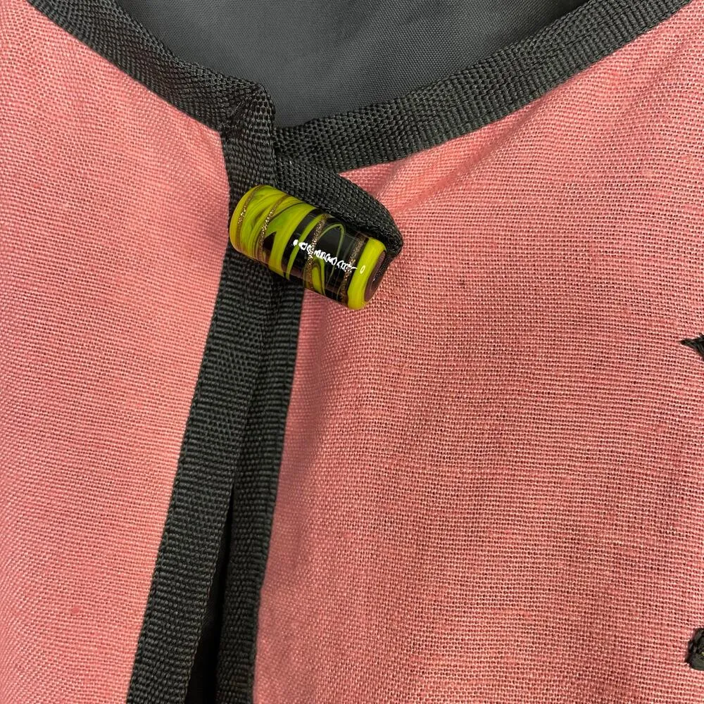 Allure Vintage 90s Y2K Floral Embroidered Applique Cotton Flax Jacket womens XL - Image 3