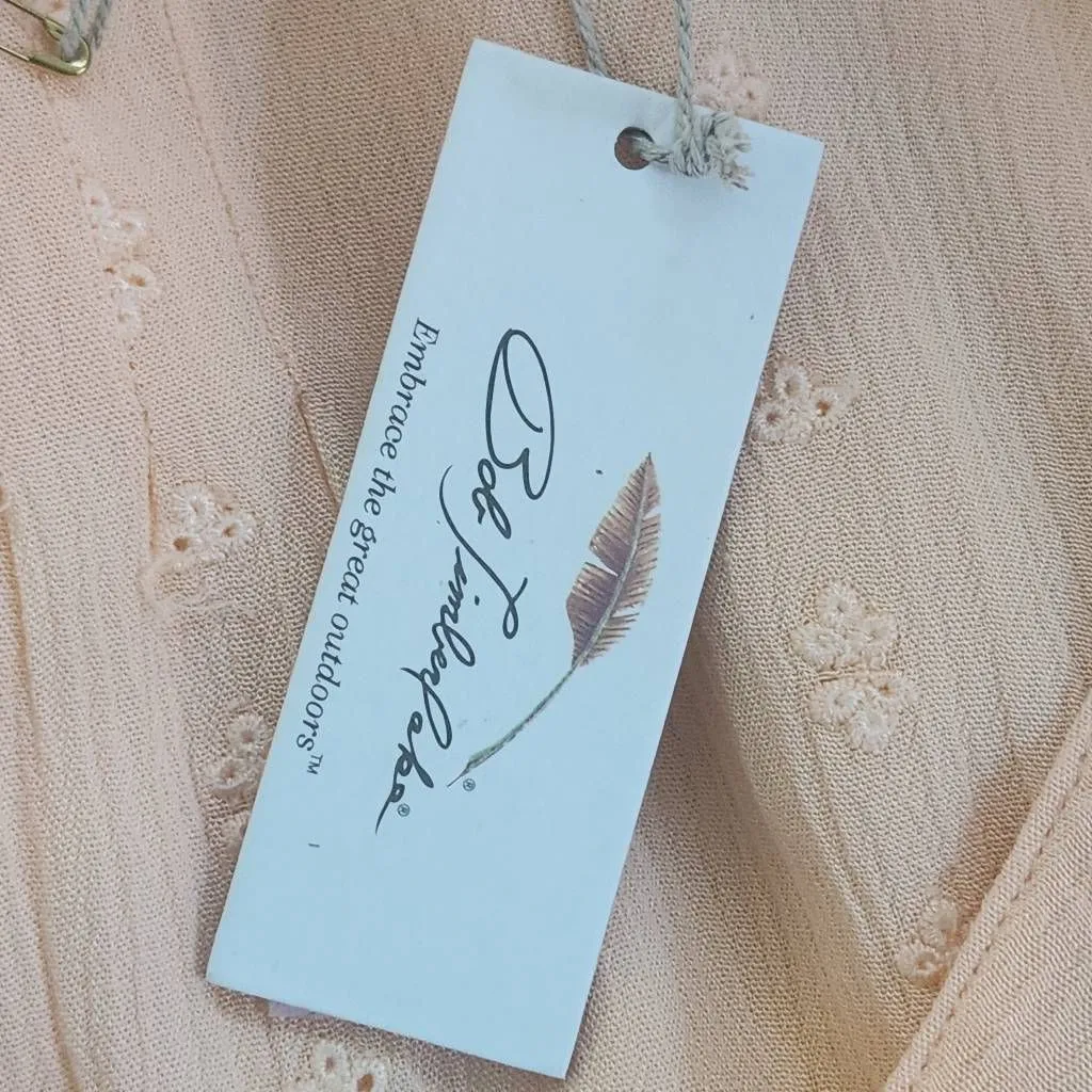 Bob Timberlake Peach Semi-Sheer Button Down Blouse NWT Size Large - Image 9