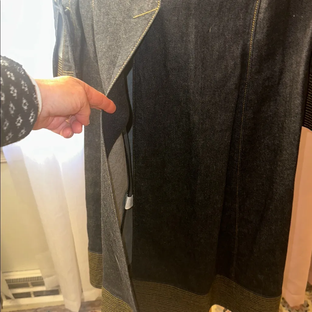 Anne Klein Dark Blue Denim long duster Coat sz 8 - Image 5