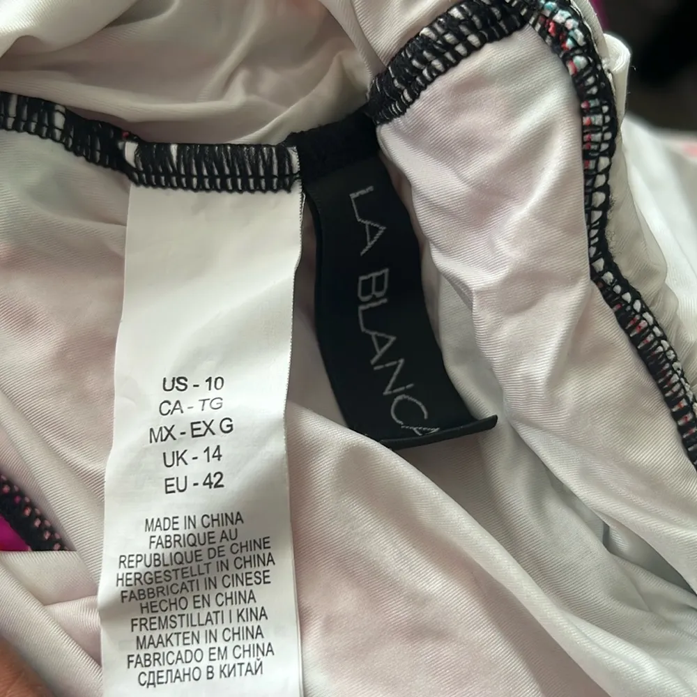 La Blanca Over the Shoulder Front Knot Tankini Swimsuit Top, Size 10 NWT - Image 3