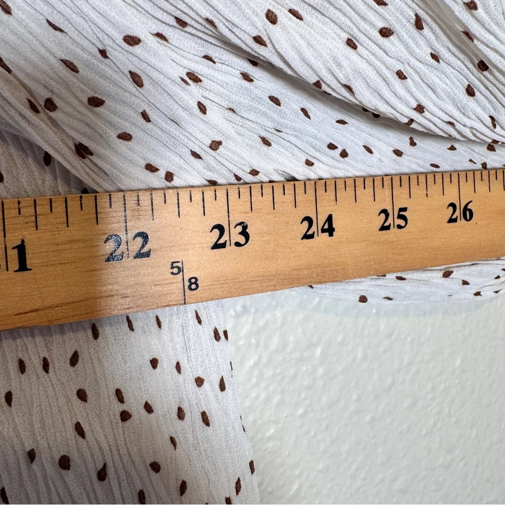 Umgee White Polka Dot Lace Trim Tunic Blouse Women’s L Short Sleeve Shirt Top - Image 2