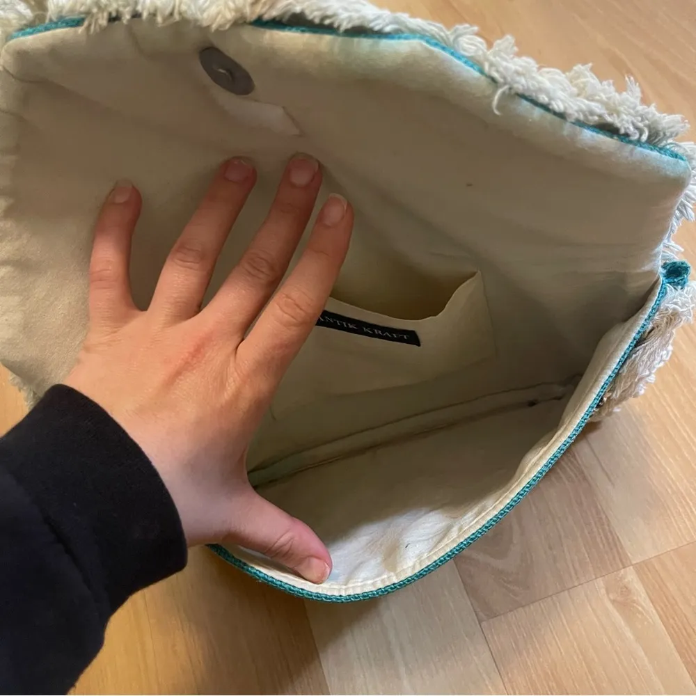 Teal Beaded Fringe Clutch - Image 6