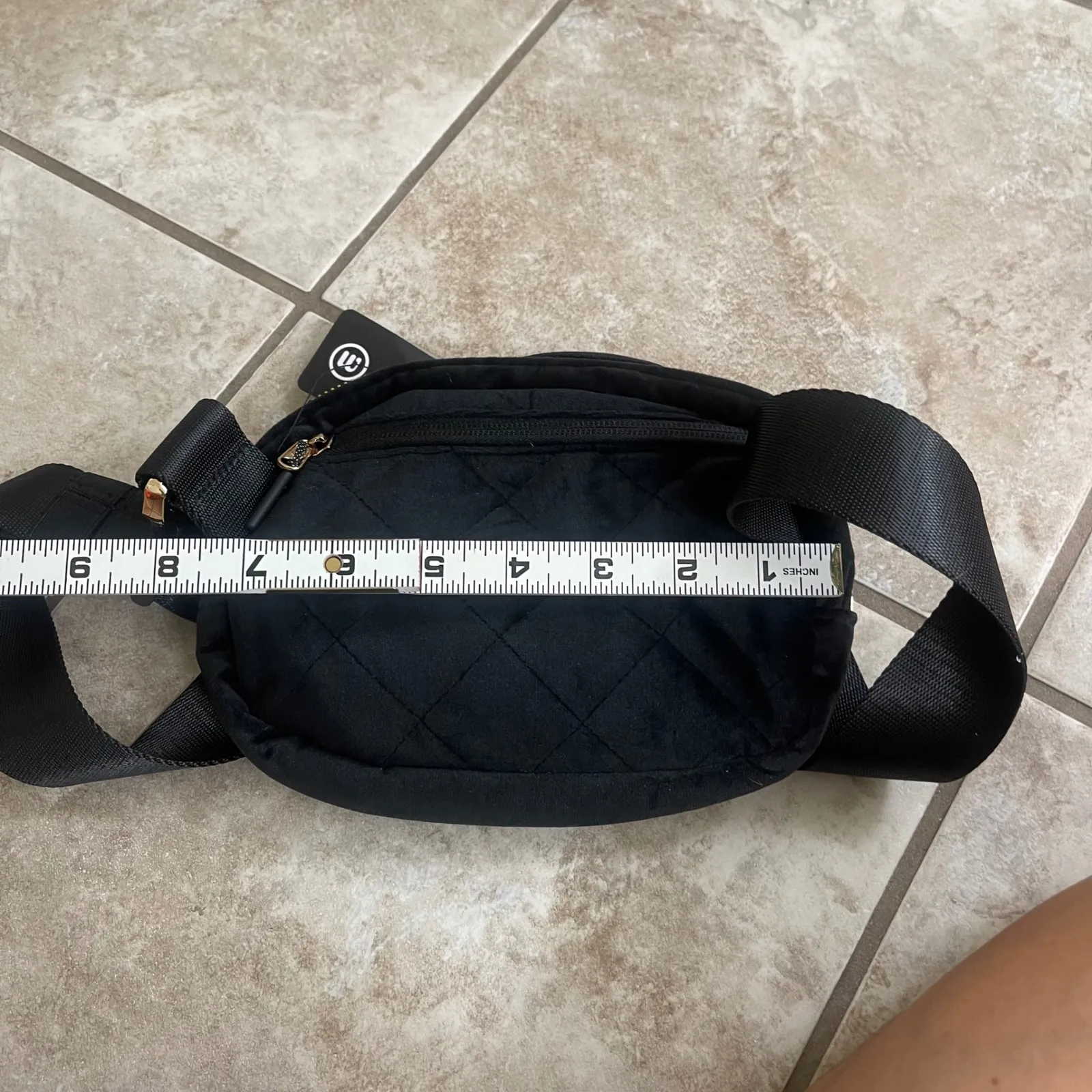 Wantable Velvet Quilted Belt Bag Crossbody Fanny Pack Black msrp $58 NWT TRAVEL - Image 8