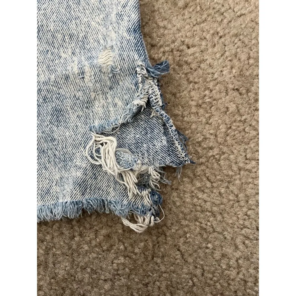 80s No Excuses Shorts 7 Distressed Acid Wash Frayed Retro Grunge Summer Baddie Blue Size 24 - Image 6
