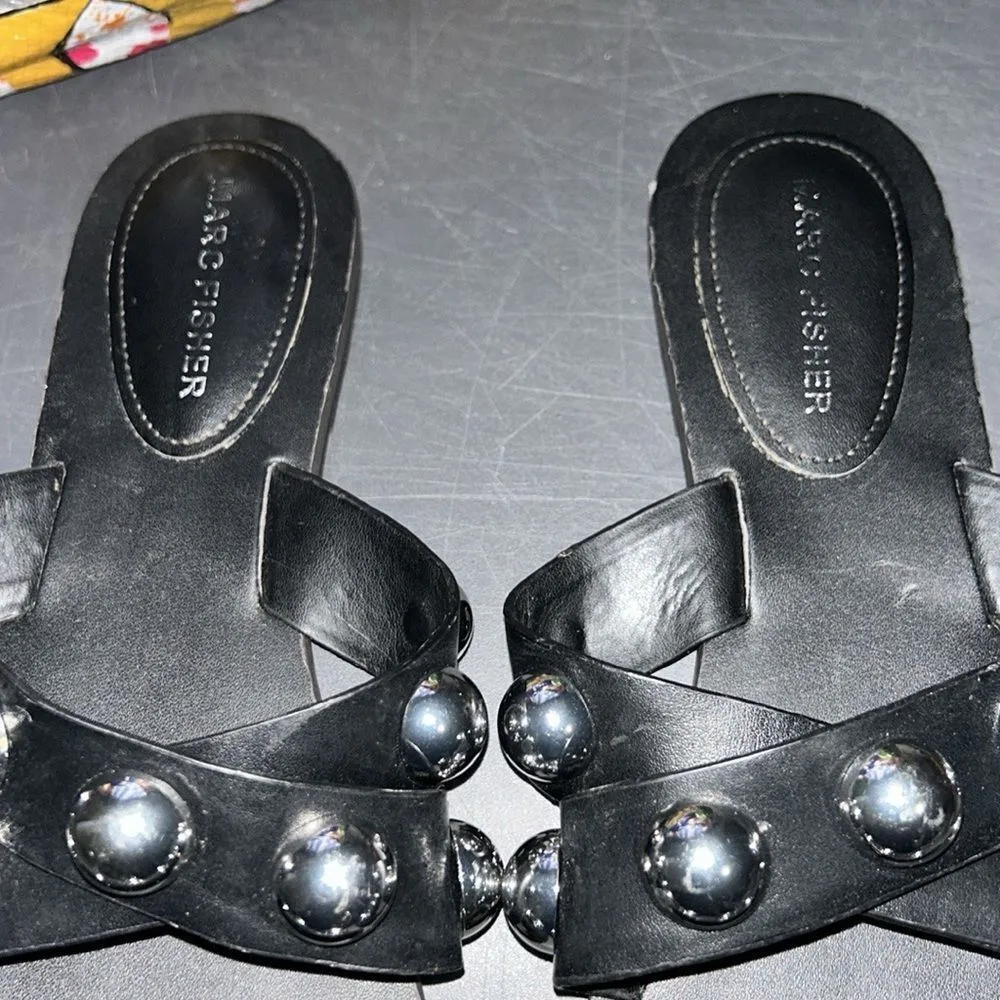 Marc Fischer Studded Slip on Black/Silver Sandals(Size 9M) - Image 8
