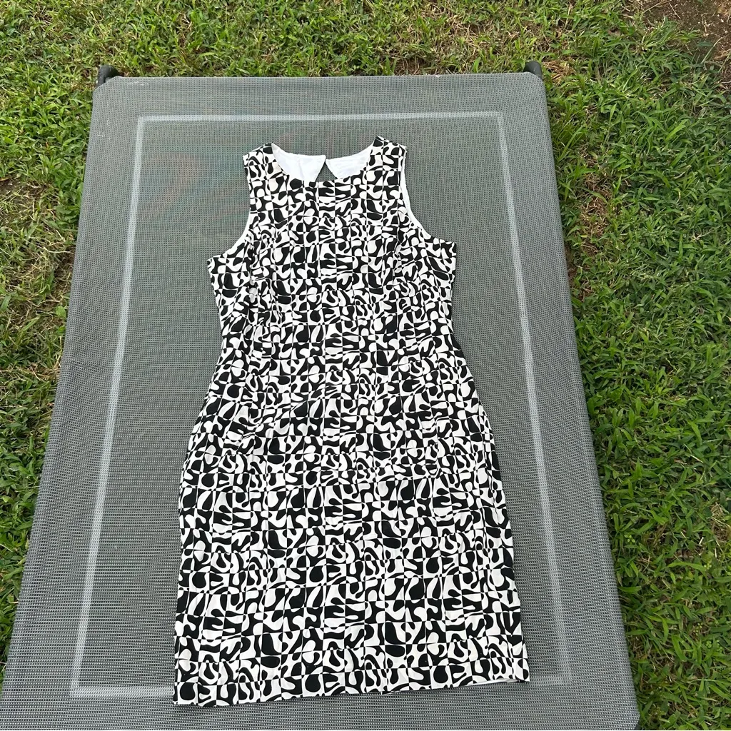 Vintage Maggie London‎ silk retro dress size 14 black white classy work quirky - Image 2