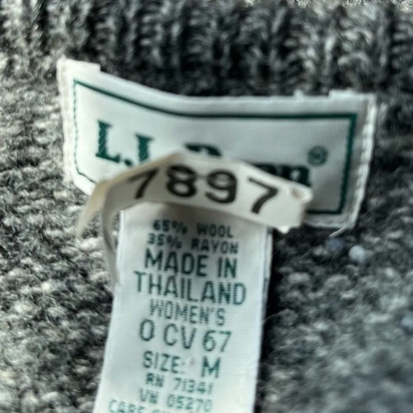 LL Bean Wool Blend Sweater Full Zip Cardigan Pockets Gray Medium - Image 4