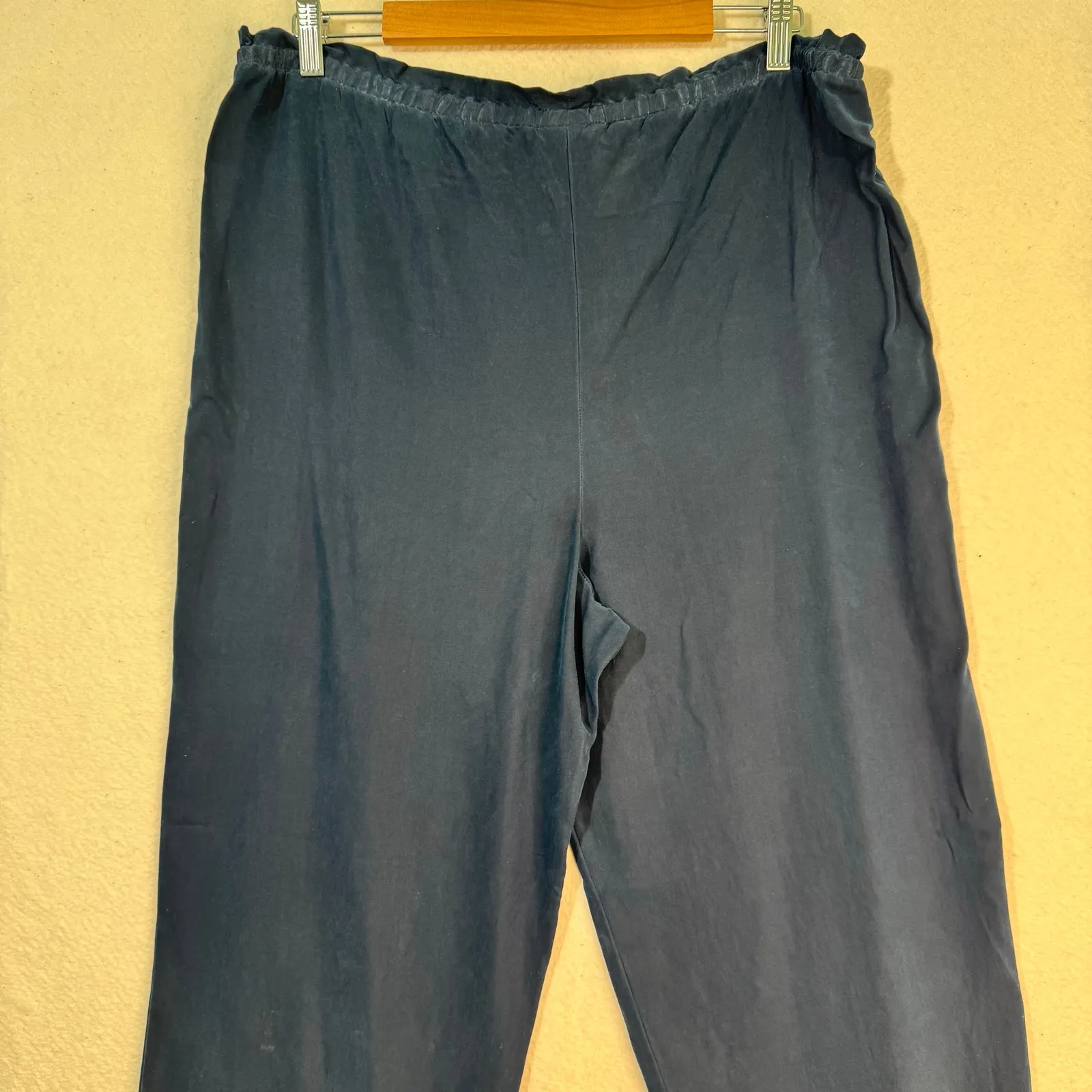 Karent Kane Lifestyle Petites VTG Wide Leg Drawstring Waist Navy Pants Medium - Image 8