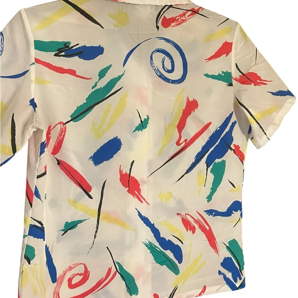 Lucky Winner Vintage Juniors Red, Blue, & White Short Sleeve Artistic Tee Sz 13 - Image 2