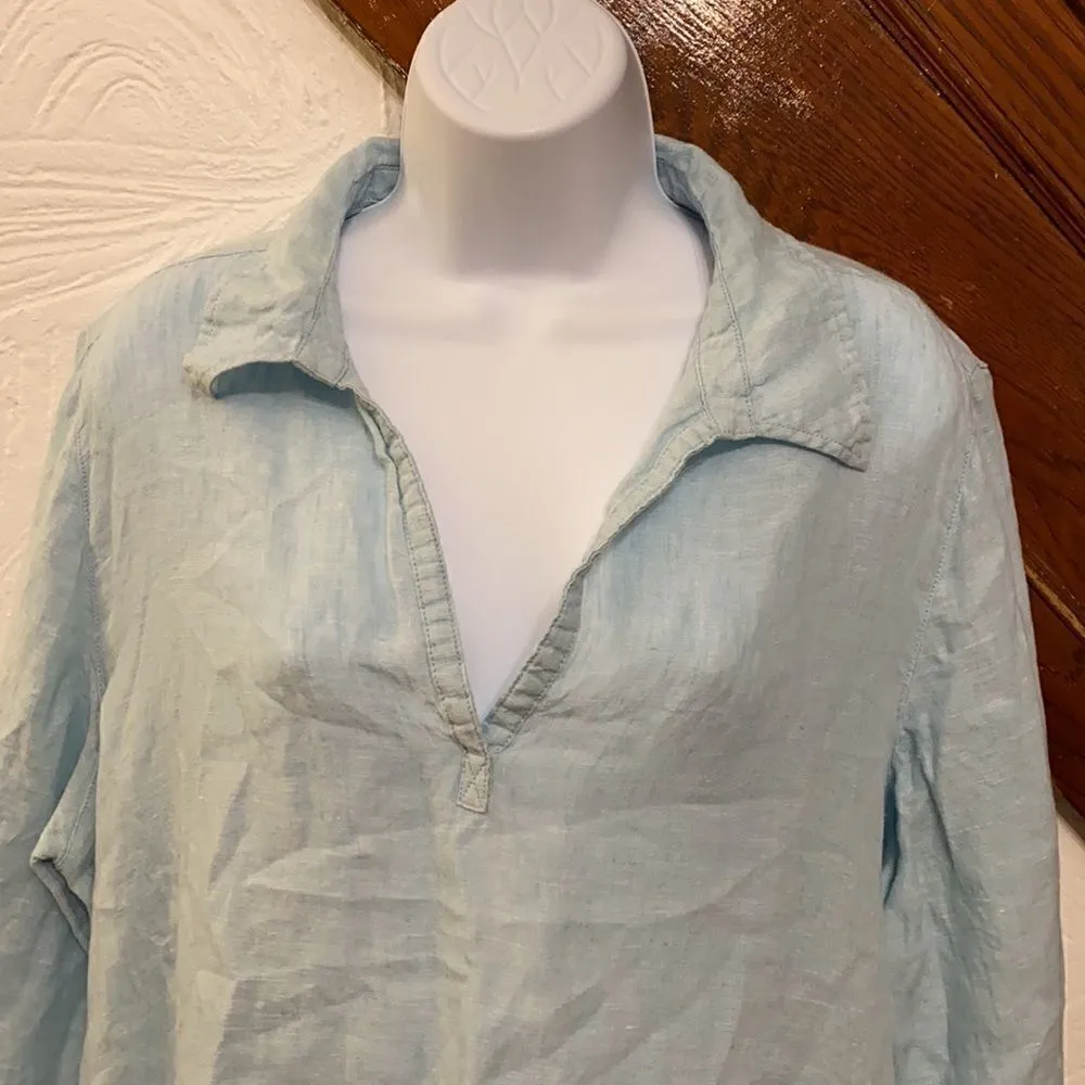 St tropes side buttons linen shirt L - Image 4