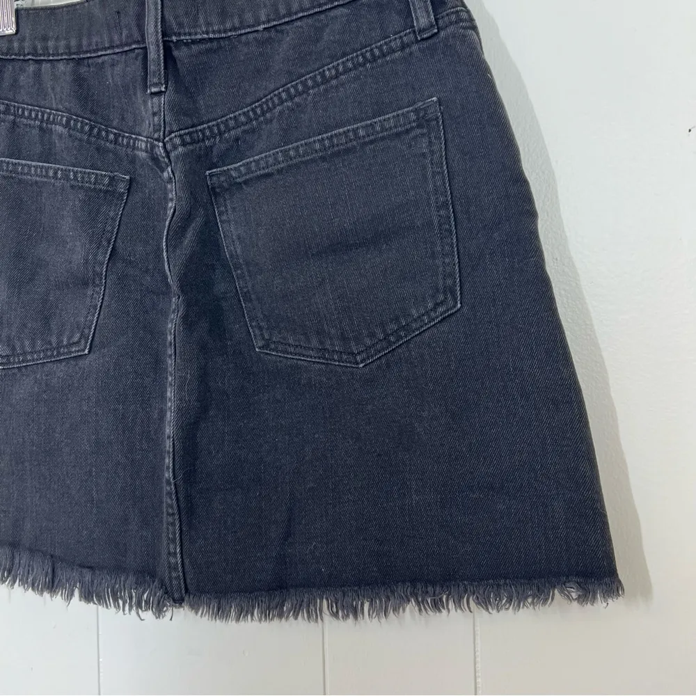 Madewell Black Rigid Denim A-Line Mini Skirt Lunar Wash Cutout Edition - Image 9