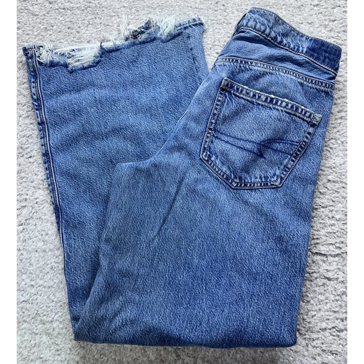 American Eagle Women's Size 6 R Super High Rise Baggy Wide Leg Jeans Distressed - Image 11