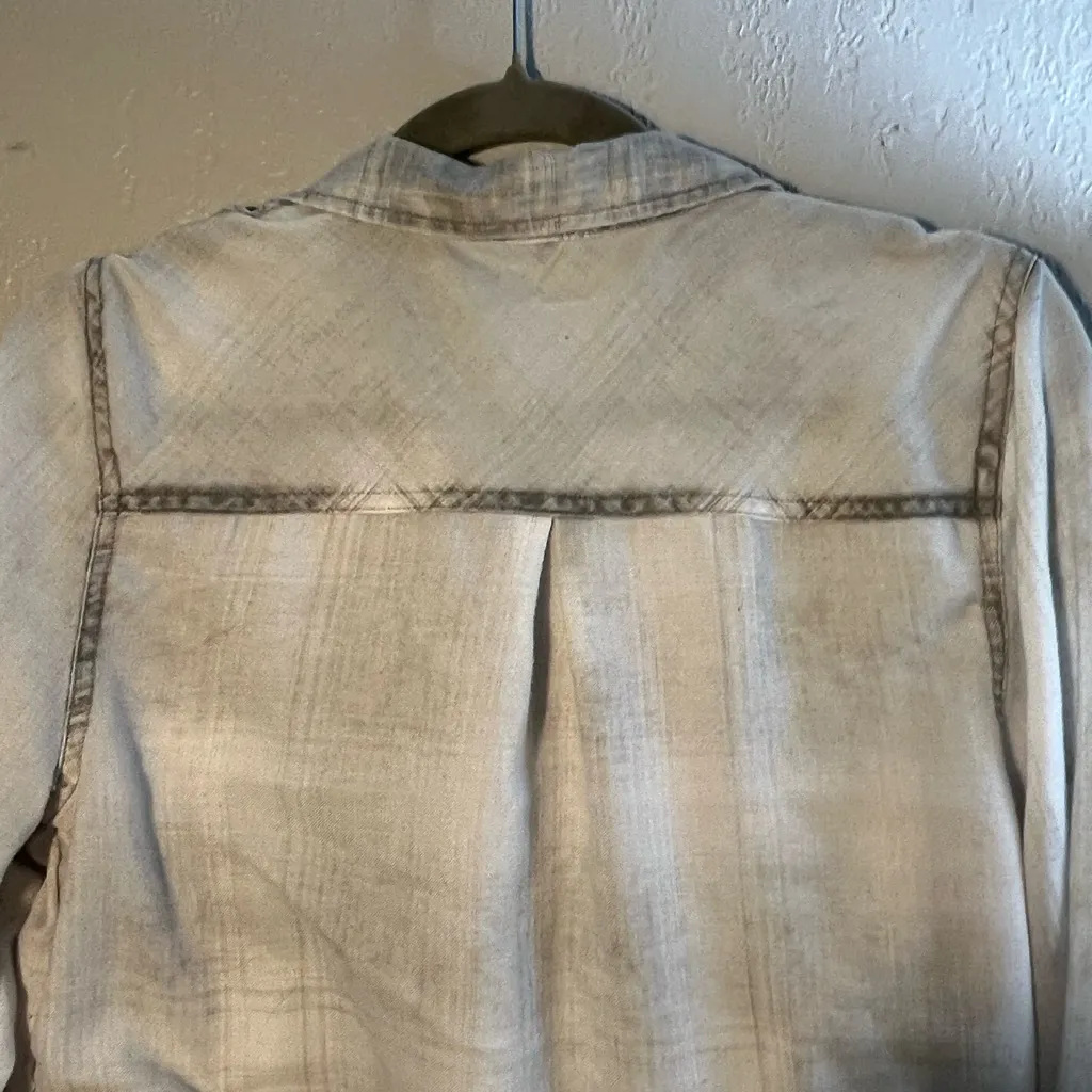 Maurices Chambray Button Down Shirt Womens S Rolled Sleeve Lyocell Office Career - Image 8